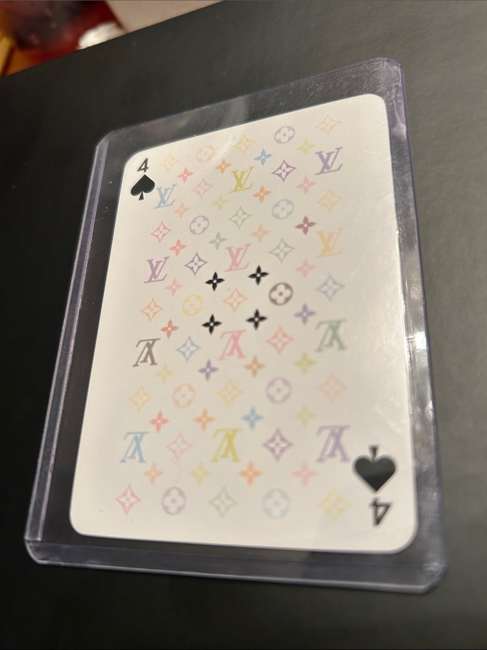 Louis Vuitton White Multicolor Monogram - Number Four of Spades Playing Card